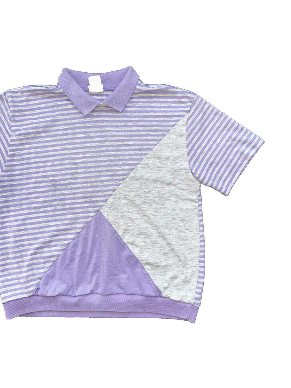 Jantzen Sweater Shirt Vintage 80s 90s Purple Stripe White Polo Cool 1980s